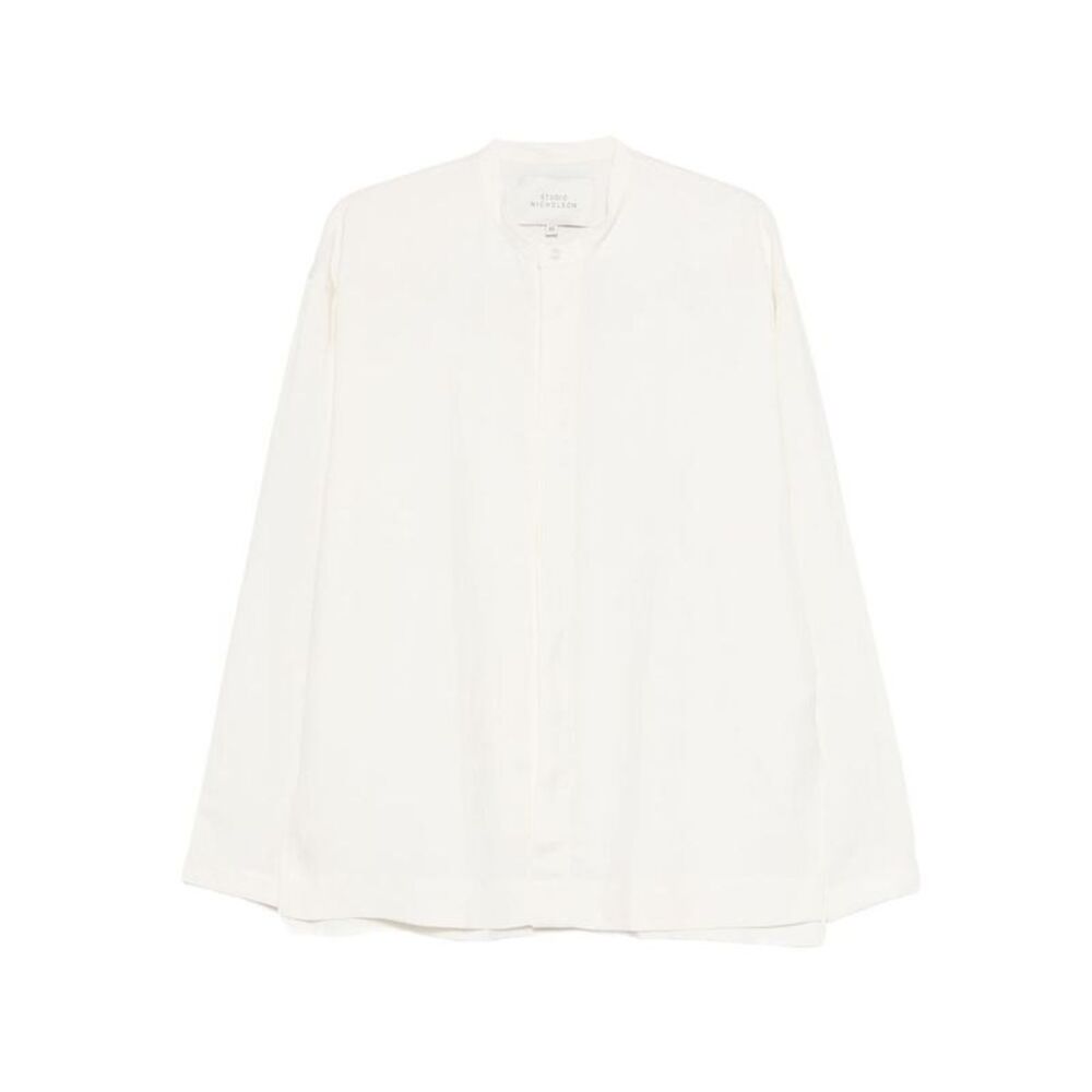 STUDIO NICHOLSON Long Sleeve Band Collar Shirt Women WHITE Shirts